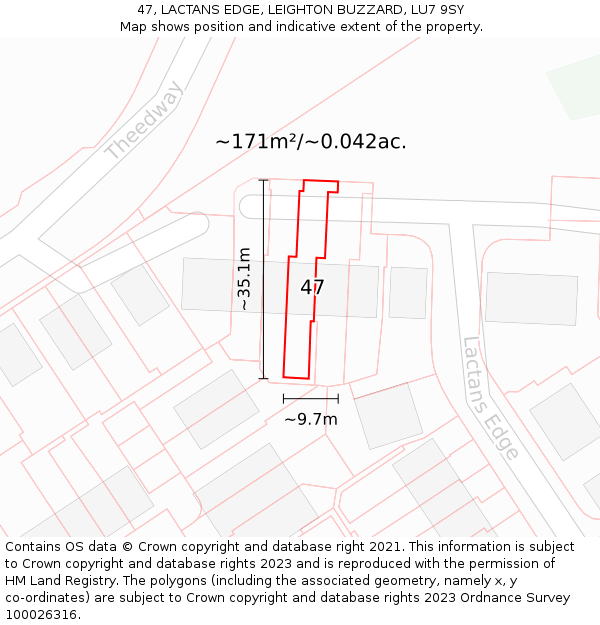 47, LACTANS EDGE, LEIGHTON BUZZARD, LU7 9SY: Plot and title map