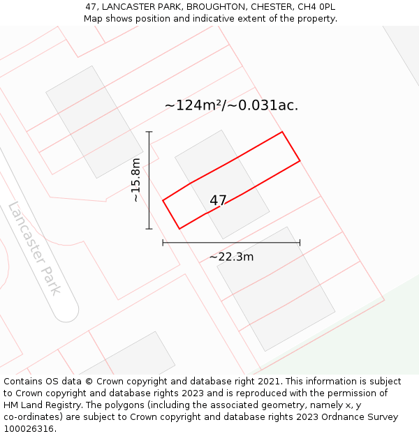 47, LANCASTER PARK, BROUGHTON, CHESTER, CH4 0PL: Plot and title map