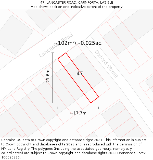 47, LANCASTER ROAD, CARNFORTH, LA5 9LE: Plot and title map