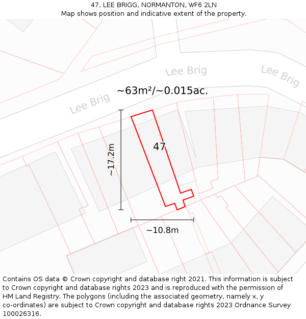 47, LEE BRIGG, NORMANTON, WF6 2LN: Plot and title map