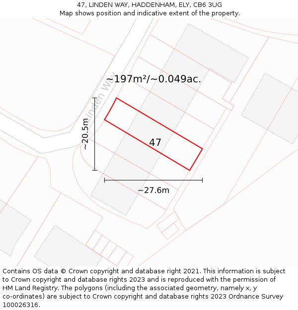 47, LINDEN WAY, HADDENHAM, ELY, CB6 3UG: Plot and title map