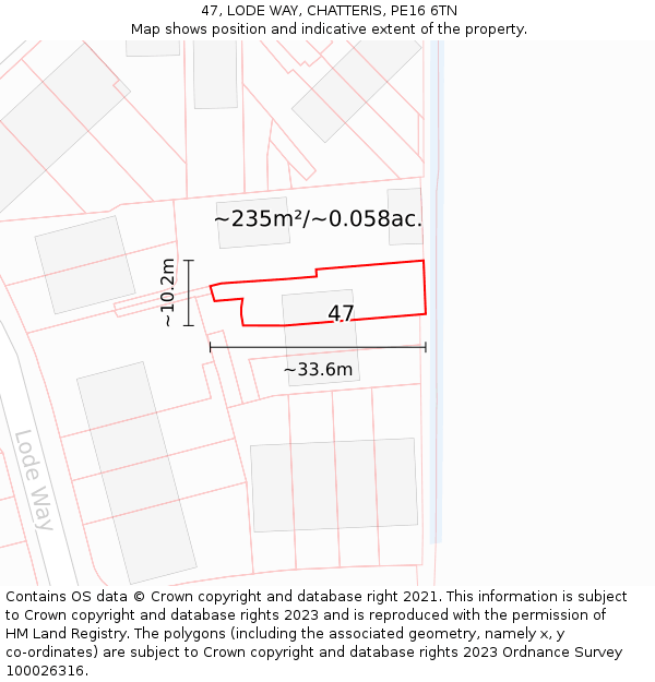 47, LODE WAY, CHATTERIS, PE16 6TN: Plot and title map