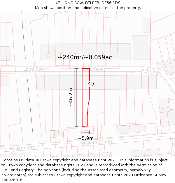 47, LONG ROW, BELPER, DE56 1DS: Plot and title map