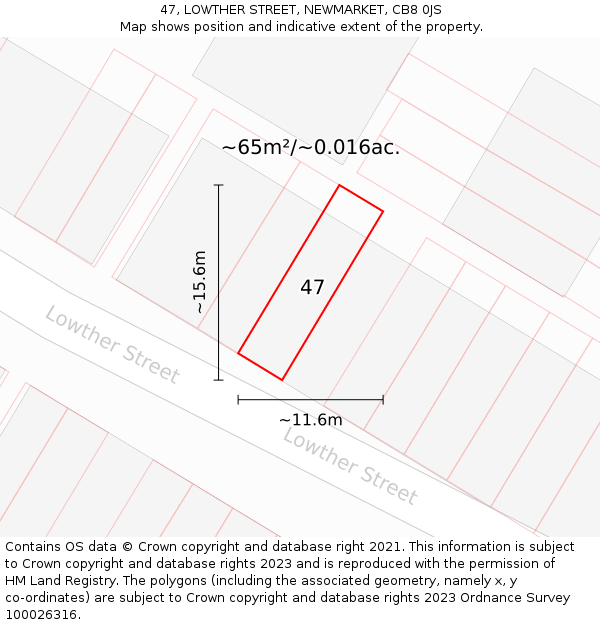 47, LOWTHER STREET, NEWMARKET, CB8 0JS: Plot and title map
