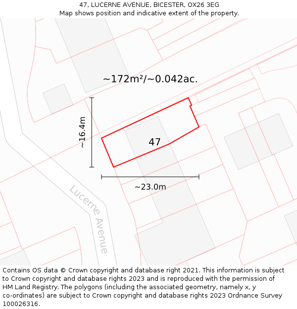 47, LUCERNE AVENUE, BICESTER, OX26 3EG: Plot and title map