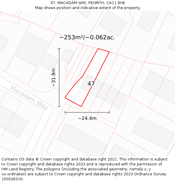 47, MACADAM WAY, PENRITH, CA11 9HE: Plot and title map