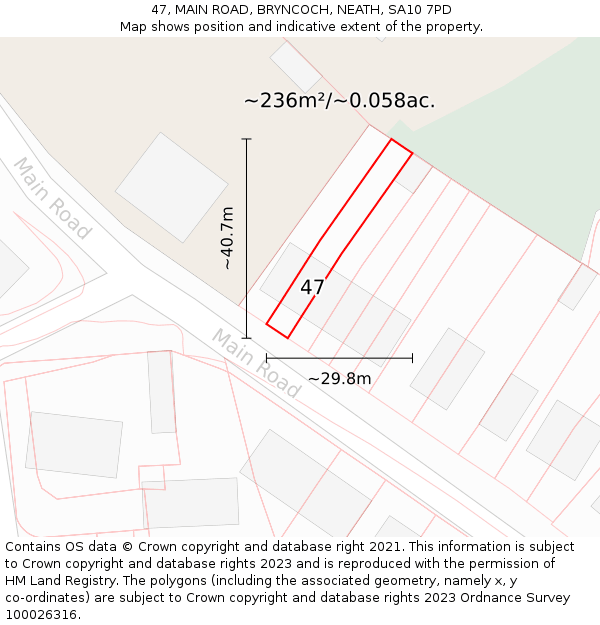 47, MAIN ROAD, BRYNCOCH, NEATH, SA10 7PD: Plot and title map