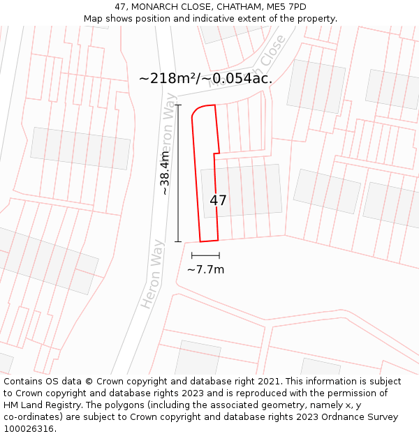 47, MONARCH CLOSE, CHATHAM, ME5 7PD: Plot and title map