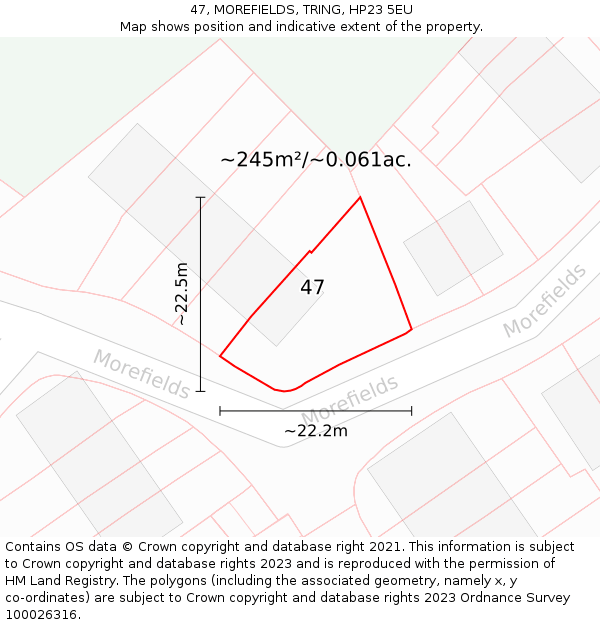 47, MOREFIELDS, TRING, HP23 5EU: Plot and title map