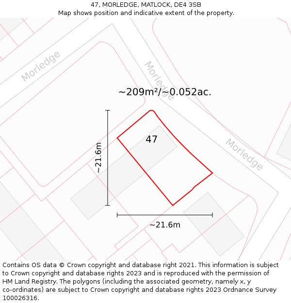 47, MORLEDGE, MATLOCK, DE4 3SB: Plot and title map