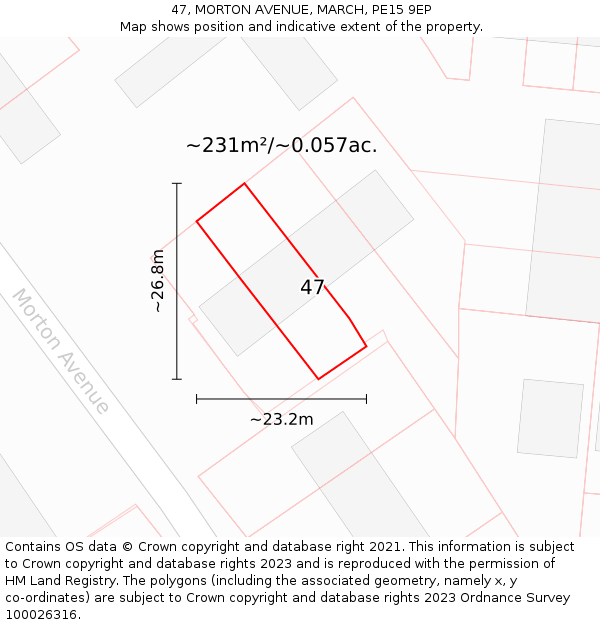 47, MORTON AVENUE, MARCH, PE15 9EP: Plot and title map