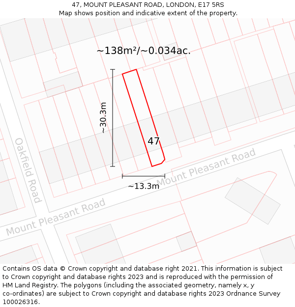 47, MOUNT PLEASANT ROAD, LONDON, E17 5RS: Plot and title map