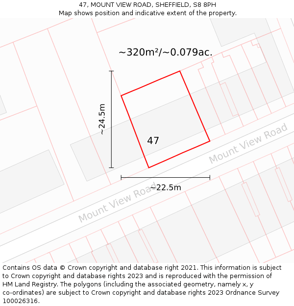 47, MOUNT VIEW ROAD, SHEFFIELD, S8 8PH: Plot and title map