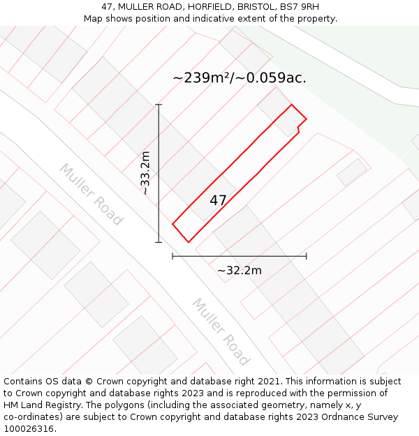 47, MULLER ROAD, HORFIELD, BRISTOL, BS7 9RH: Plot and title map