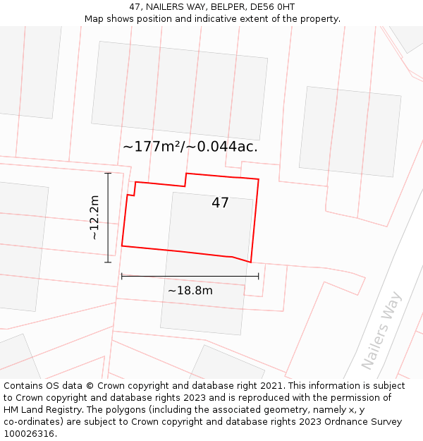 47, NAILERS WAY, BELPER, DE56 0HT: Plot and title map