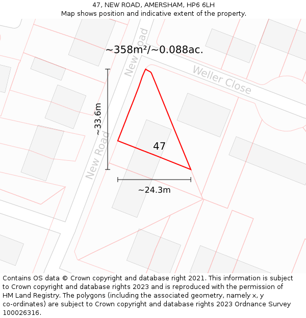 47, NEW ROAD, AMERSHAM, HP6 6LH: Plot and title map