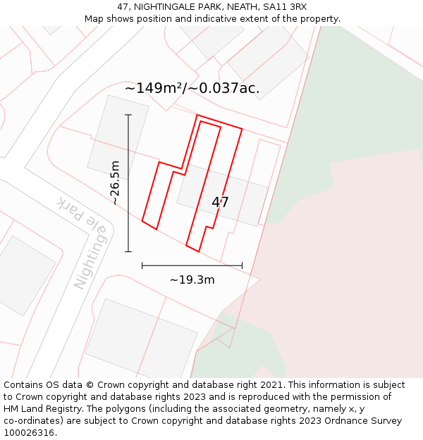47, NIGHTINGALE PARK, NEATH, SA11 3RX: Plot and title map