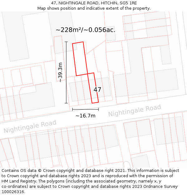 47, NIGHTINGALE ROAD, HITCHIN, SG5 1RE: Plot and title map