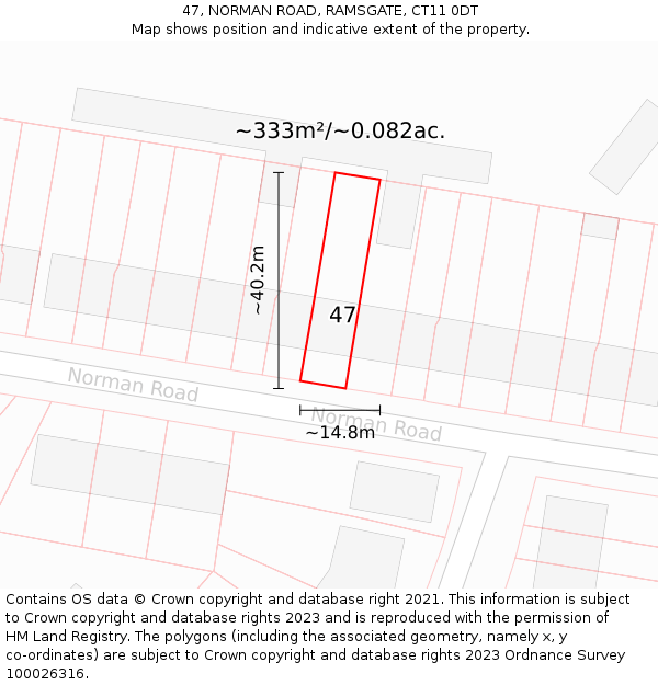 47, NORMAN ROAD, RAMSGATE, CT11 0DT: Plot and title map