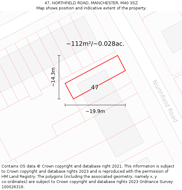 47, NORTHFIELD ROAD, MANCHESTER, M40 3SZ: Plot and title map