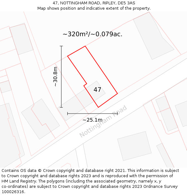 47, NOTTINGHAM ROAD, RIPLEY, DE5 3AS: Plot and title map