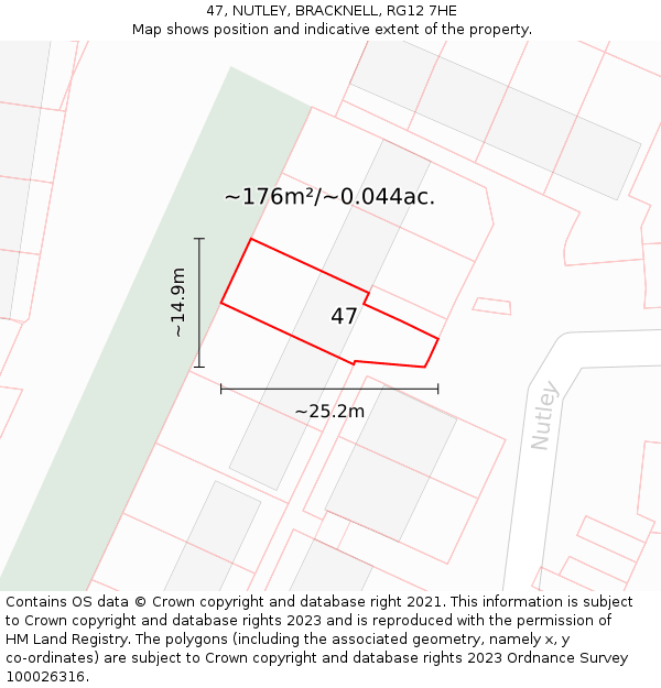 47, NUTLEY, BRACKNELL, RG12 7HE: Plot and title map