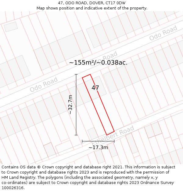 47, ODO ROAD, DOVER, CT17 0DW: Plot and title map