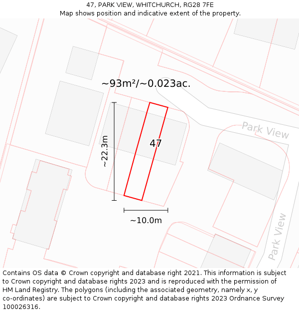47, PARK VIEW, WHITCHURCH, RG28 7FE: Plot and title map