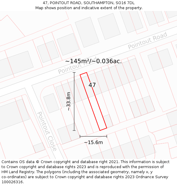 47, POINTOUT ROAD, SOUTHAMPTON, SO16 7DL: Plot and title map