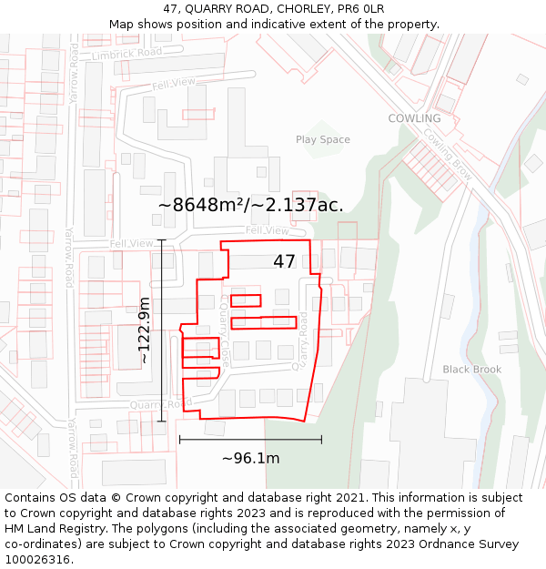 47, QUARRY ROAD, CHORLEY, PR6 0LR: Plot and title map