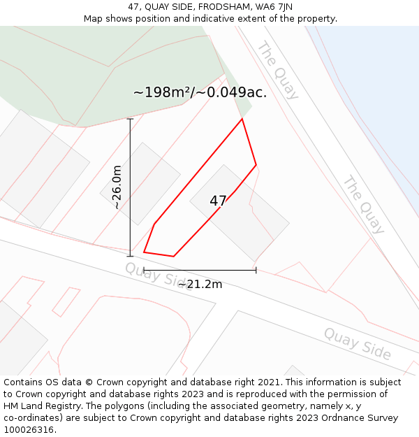 47, QUAY SIDE, FRODSHAM, WA6 7JN: Plot and title map
