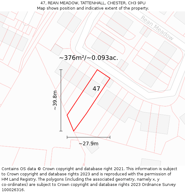 47, REAN MEADOW, TATTENHALL, CHESTER, CH3 9PU: Plot and title map