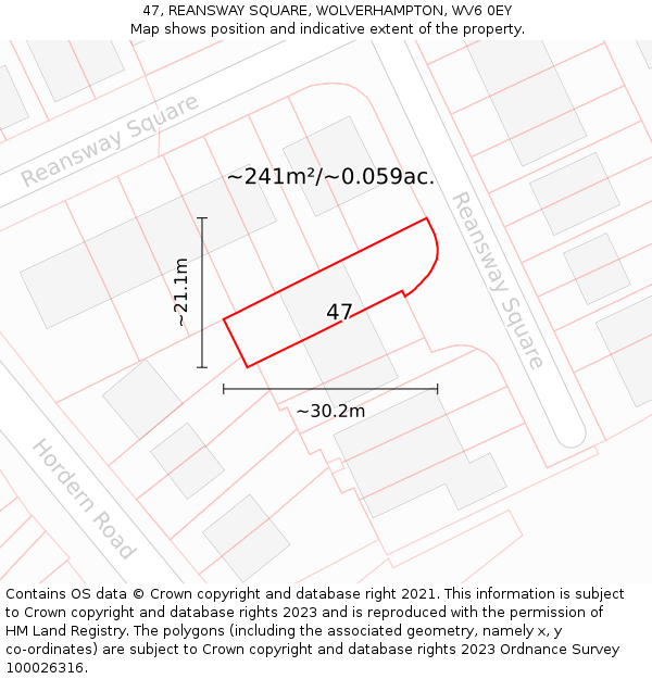 47, REANSWAY SQUARE, WOLVERHAMPTON, WV6 0EY: Plot and title map