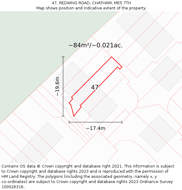 47, REDWING ROAD, CHATHAM, ME5 7TH: Plot and title map