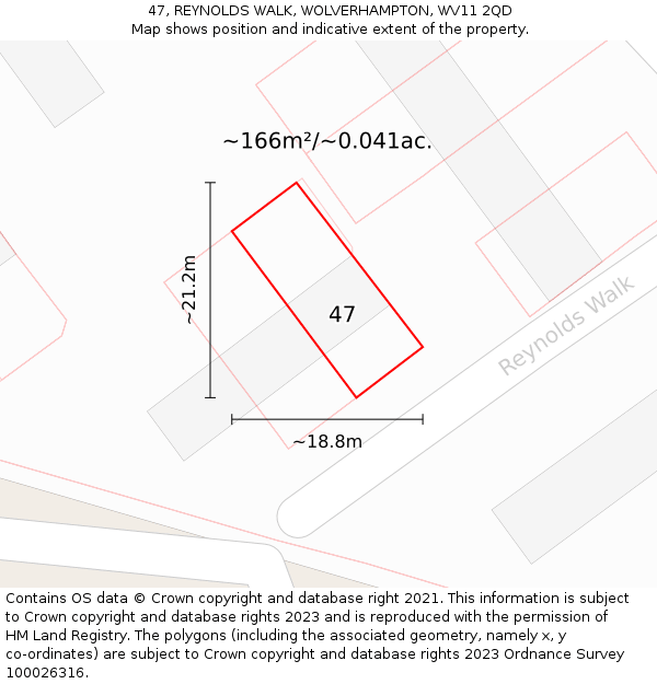 47, REYNOLDS WALK, WOLVERHAMPTON, WV11 2QD: Plot and title map