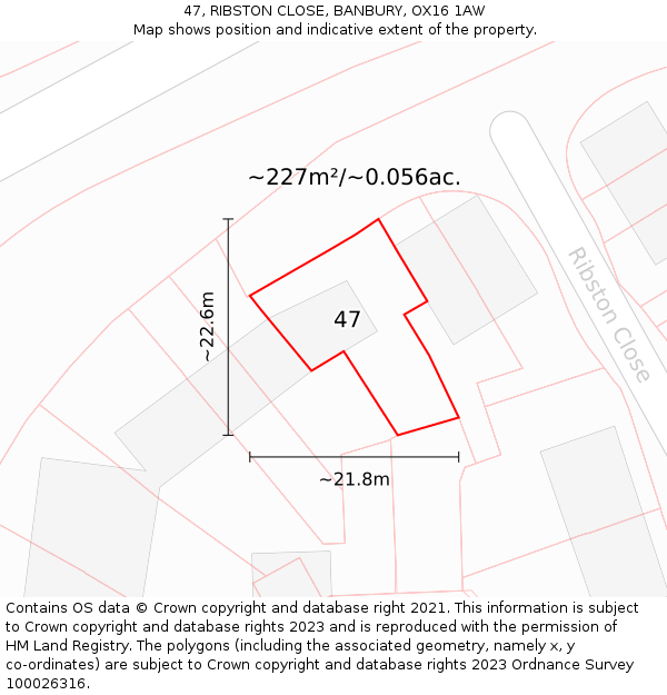 47, RIBSTON CLOSE, BANBURY, OX16 1AW: Plot and title map