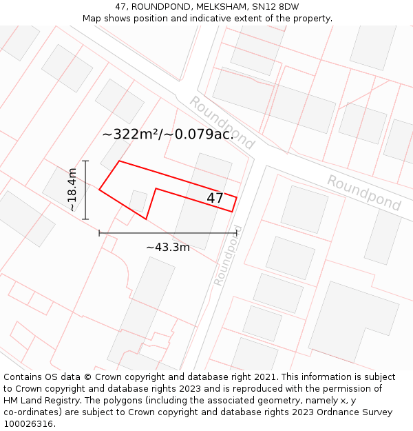 47, ROUNDPOND, MELKSHAM, SN12 8DW: Plot and title map