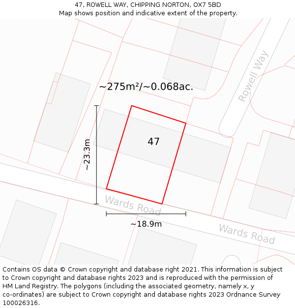 47, ROWELL WAY, CHIPPING NORTON, OX7 5BD: Plot and title map