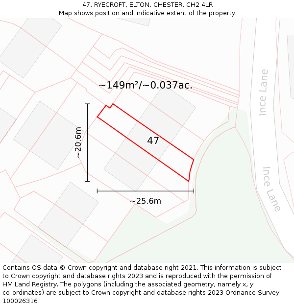 47, RYECROFT, ELTON, CHESTER, CH2 4LR: Plot and title map
