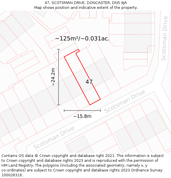 47, SCOTSMAN DRIVE, DONCASTER, DN5 9JA: Plot and title map