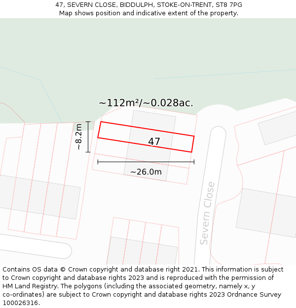 47, SEVERN CLOSE, BIDDULPH, STOKE-ON-TRENT, ST8 7PG: Plot and title map