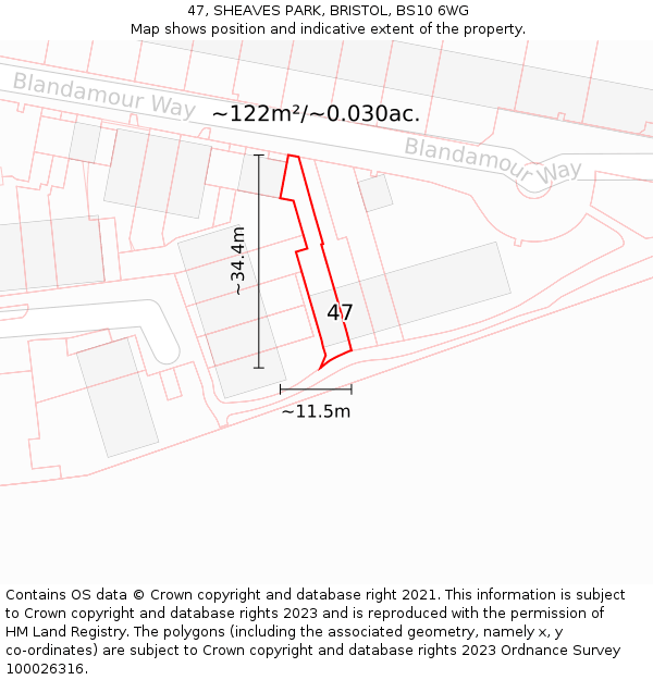 47, SHEAVES PARK, BRISTOL, BS10 6WG: Plot and title map