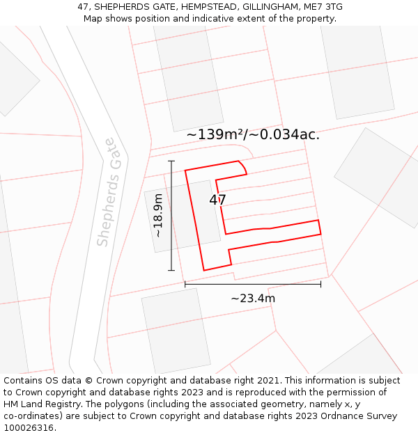 47, SHEPHERDS GATE, HEMPSTEAD, GILLINGHAM, ME7 3TG: Plot and title map
