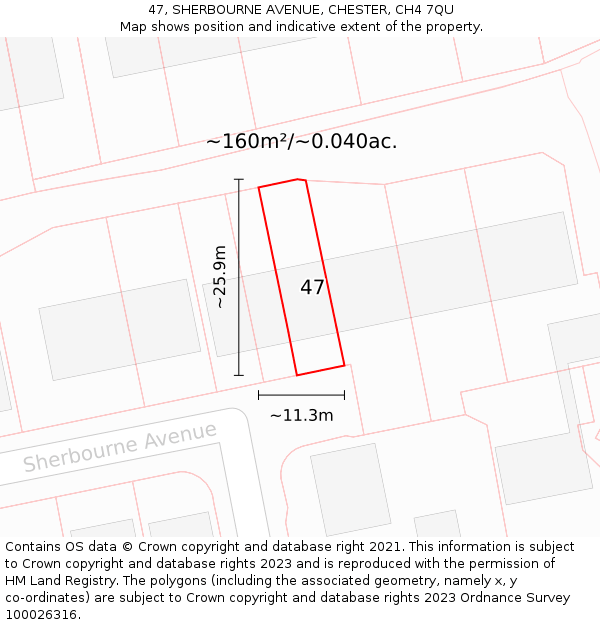 47, SHERBOURNE AVENUE, CHESTER, CH4 7QU: Plot and title map