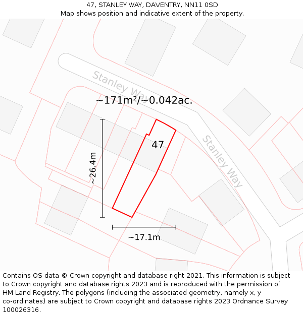 47, STANLEY WAY, DAVENTRY, NN11 0SD: Plot and title map