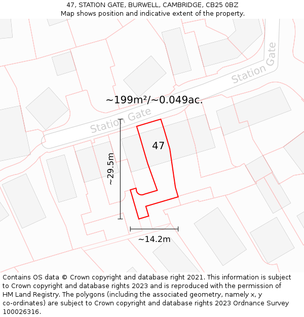 47, STATION GATE, BURWELL, CAMBRIDGE, CB25 0BZ: Plot and title map