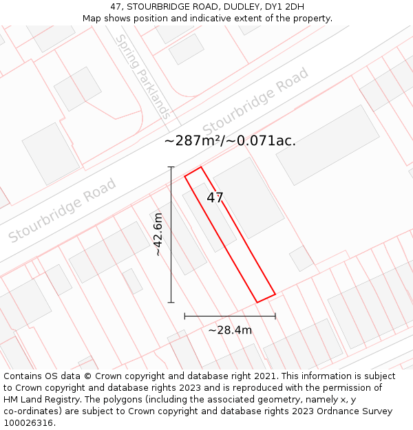 47, STOURBRIDGE ROAD, DUDLEY, DY1 2DH: Plot and title map
