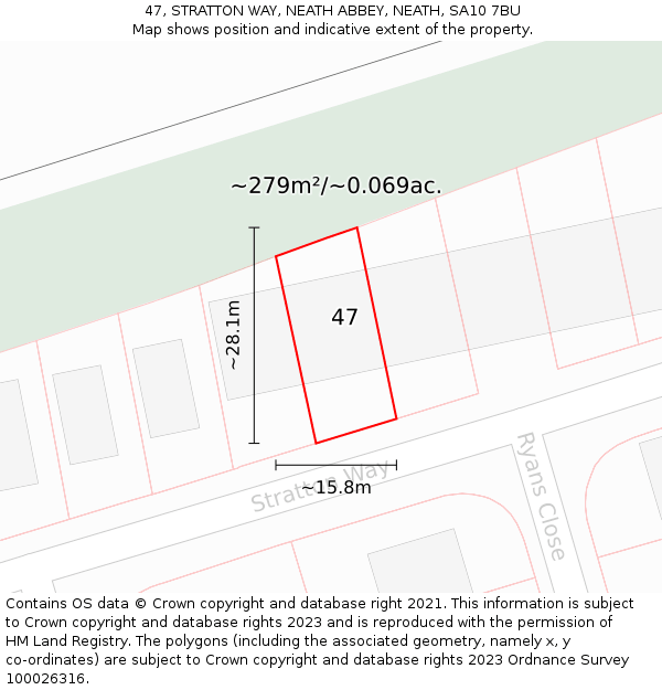 47, STRATTON WAY, NEATH ABBEY, NEATH, SA10 7BU: Plot and title map