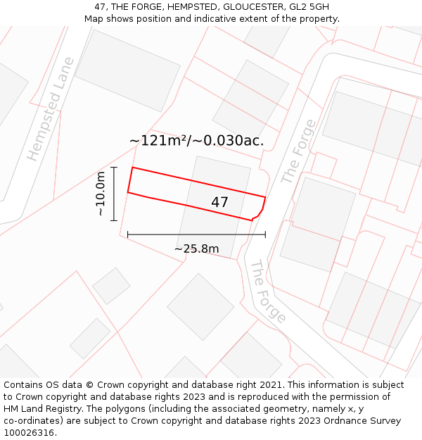 47, THE FORGE, HEMPSTED, GLOUCESTER, GL2 5GH: Plot and title map