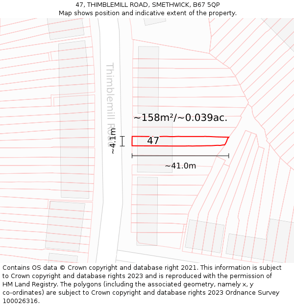 47, THIMBLEMILL ROAD, SMETHWICK, B67 5QP: Plot and title map